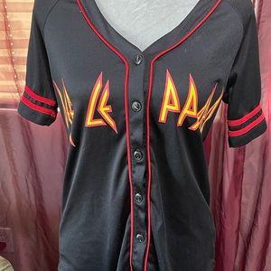 Def Leppard Baseball Jersey Women's Size S - Button Up V-Neck Forever 21 2017